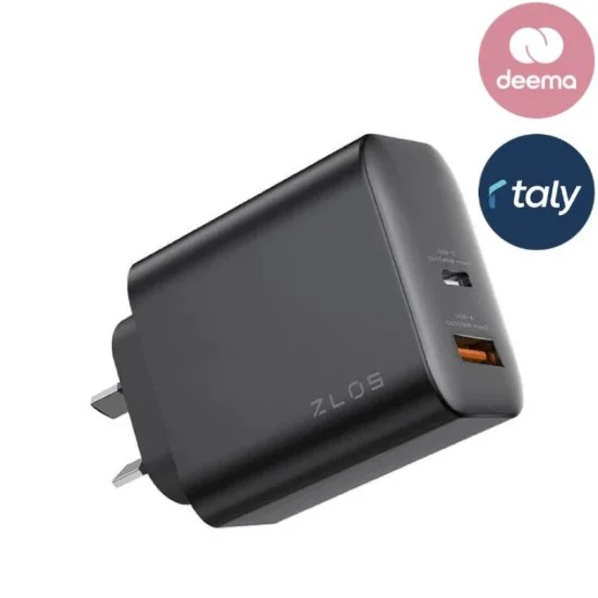 Zlos 45W Gan Fast Charger Two Ports - Black